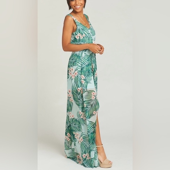 NEW Kendall Maxi Dress in Hanalei Dream with V-Neck, Elastic Waist, & Leg Slit S - Picture 1 of 14